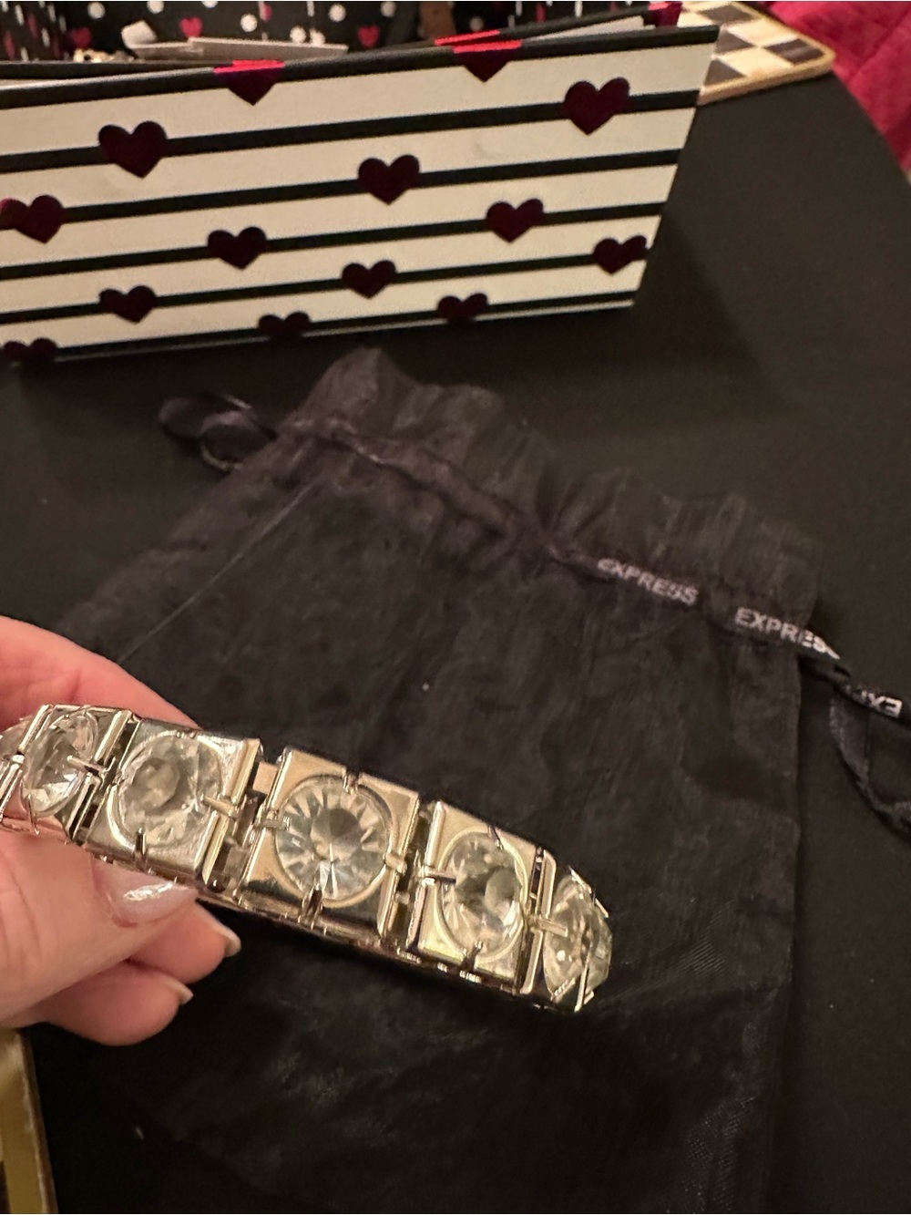 Unbranded Silver-Tone Crystal Panel Stretch Bracelet